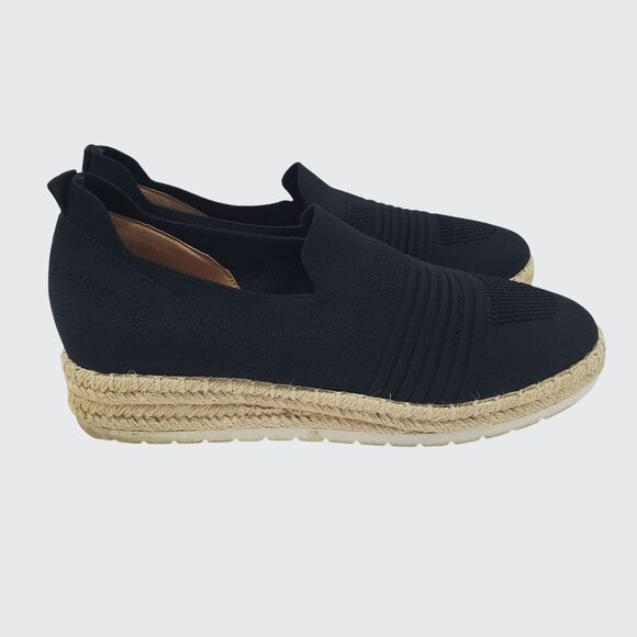 Adrienne Vittadini Niko Black Stretch Slip-on Espadrille 9M - Picture 3 of 9